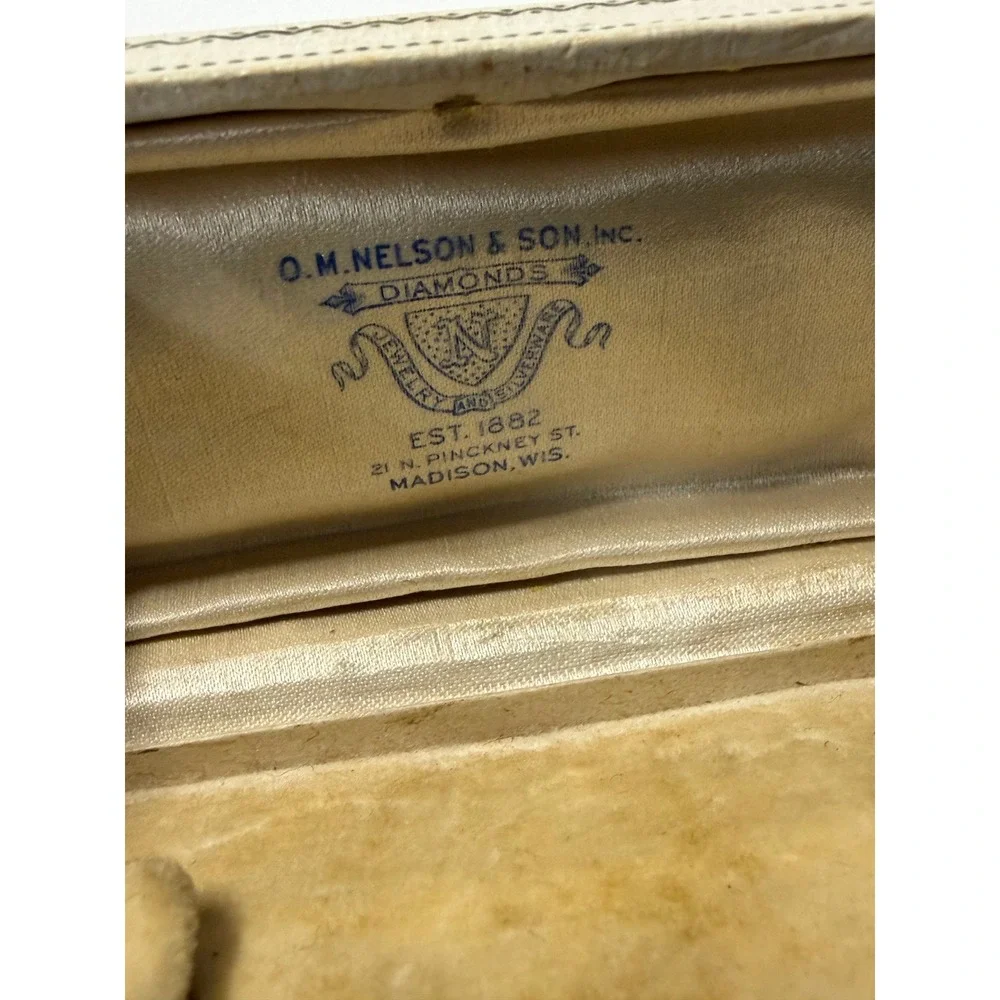 Vintage OM Nelson & Son Madison WI Antique Jewelry Box